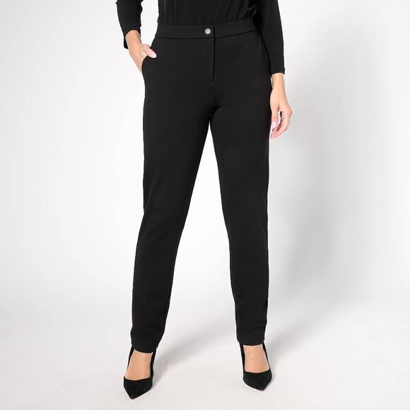 Tailored by Susan Graver Regular Sleek Ponte Straight Leg Trouser - Sz M a667506 - Picture 1 of 4